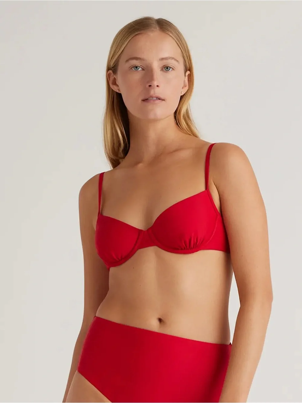 Quince Italian Demi Bikini Top Red
